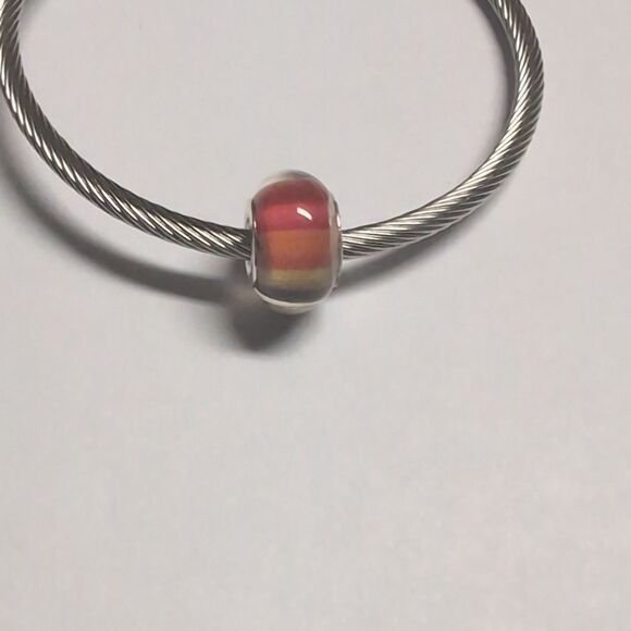 Red Black Yellow Orange Striped‎ Charm for Pandora Style Bracelet - Picture 1 of 5